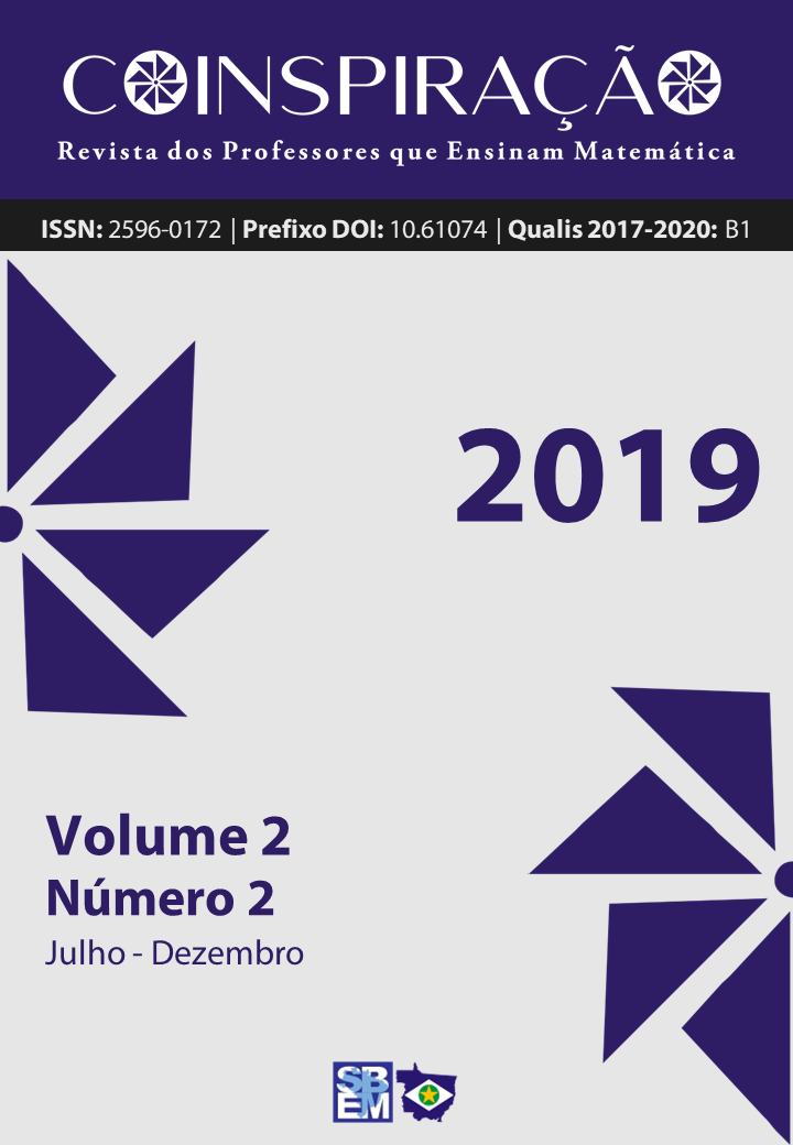 					View Vol. 2 No. 2 (2019): COINSPIRAÇÃO - Revista dos professores que Ensinam Matemática
				